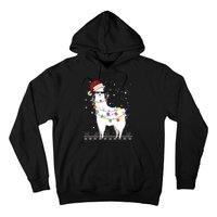 Funny Christmas Llama Santa Hat Ugly Xmas Tree Alpaca Hoodie