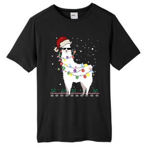 Funny Christmas Llama Santa Hat Ugly Xmas Tree Alpaca Tall Fusion ChromaSoft Performance T-Shirt