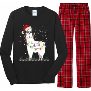 Funny Christmas Llama Santa Hat Ugly Xmas Tree Alpaca Long Sleeve Pajama Set