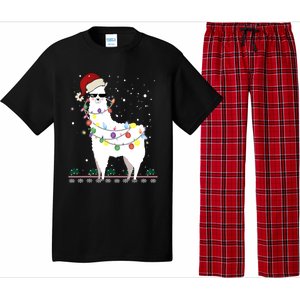 Funny Christmas Llama Santa Hat Ugly Xmas Tree Alpaca Pajama Set