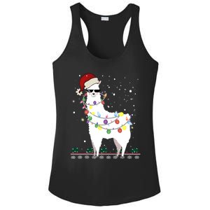 Funny Christmas Llama Santa Hat Ugly Xmas Tree Alpaca Ladies PosiCharge Competitor Racerback Tank