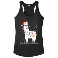 Funny Christmas Llama Santa Hat Ugly Xmas Tree Alpaca Ladies PosiCharge Competitor Racerback Tank