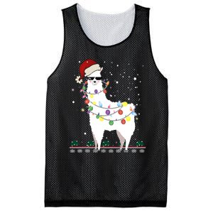 Funny Christmas Llama Santa Hat Ugly Xmas Tree Alpaca Mesh Reversible Basketball Jersey Tank