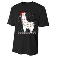 Funny Christmas Llama Santa Hat Ugly Xmas Tree Alpaca Performance Sprint T-Shirt