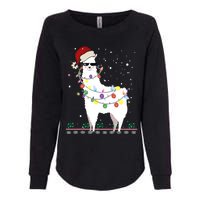 Funny Christmas Llama Santa Hat Ugly Xmas Tree Alpaca Womens California Wash Sweatshirt