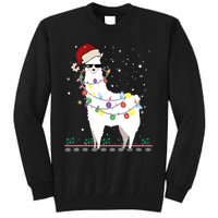 Funny Christmas Llama Santa Hat Ugly Xmas Tree Alpaca Tall Sweatshirt