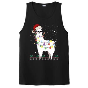 Funny Christmas Llama Santa Hat Ugly Xmas Tree Alpaca PosiCharge Competitor Tank