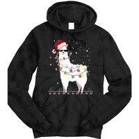 Funny Christmas Llama Santa Hat Ugly Xmas Tree Alpaca Tie Dye Hoodie