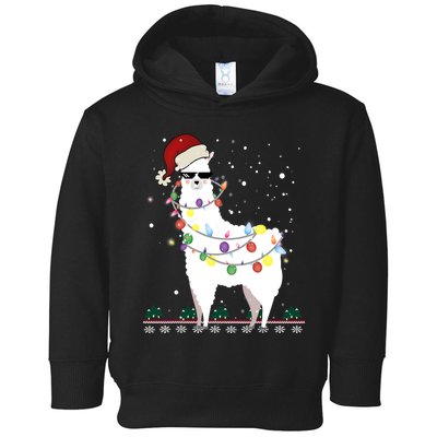 Funny Christmas Llama Santa Hat Ugly Xmas Tree Alpaca Toddler Hoodie