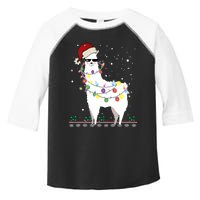 Funny Christmas Llama Santa Hat Ugly Xmas Tree Alpaca Toddler Fine Jersey T-Shirt