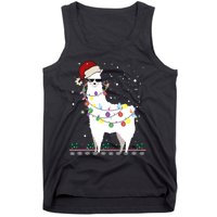 Funny Christmas Llama Santa Hat Ugly Xmas Tree Alpaca Tank Top