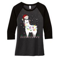 Funny Christmas Llama Santa Hat Ugly Xmas Tree Alpaca Women's Tri-Blend 3/4-Sleeve Raglan Shirt