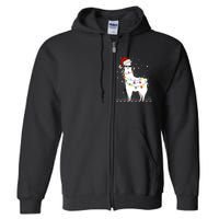 Funny Christmas Llama Santa Hat Ugly Xmas Tree Alpaca Full Zip Hoodie