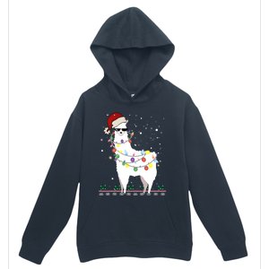 Funny Christmas Llama Santa Hat Ugly Xmas Tree Alpaca Urban Pullover Hoodie