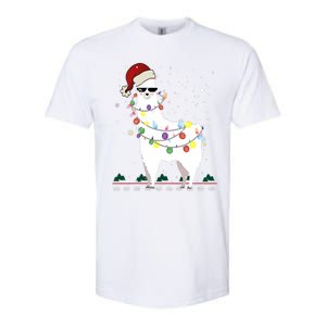 Funny Christmas Llama Santa Hat Ugly Xmas Tree Alpaca Softstyle CVC T-Shirt