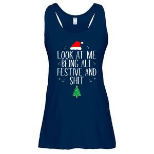 Funny Christmas Look At Me Being All Festive And Shit Xmas Gift Ladies Essential Flowy Tank