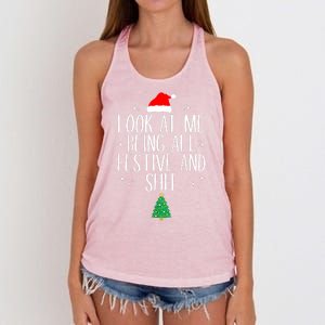 Funny Christmas Look At Me Being All Festive And Shit Xmas Gift Women's Knotted Racerback Tank