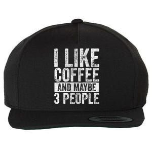 Funny Coffee Lover Gift I Like Coffee And Maybe 3 People Great Gift Wool Snapback Cap