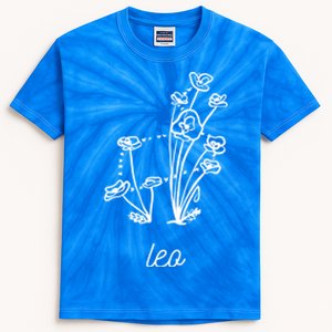 Flower Constellation Leo Leo Person Gift Kids Tie-Dye T-Shirt