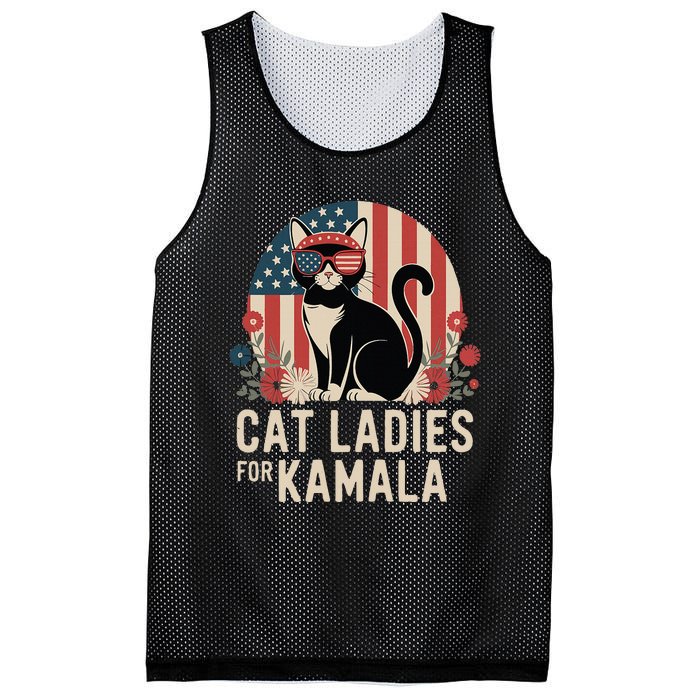 Funny Cat Ladies For Kamala Harris President Election Women Mesh Reversible Basketball Jersey Tank