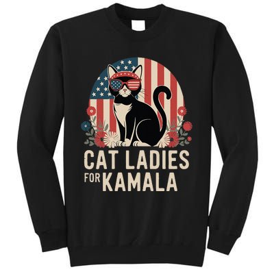 Funny Cat Ladies For Kamala Harris President Election Women Tall Sweatshirt