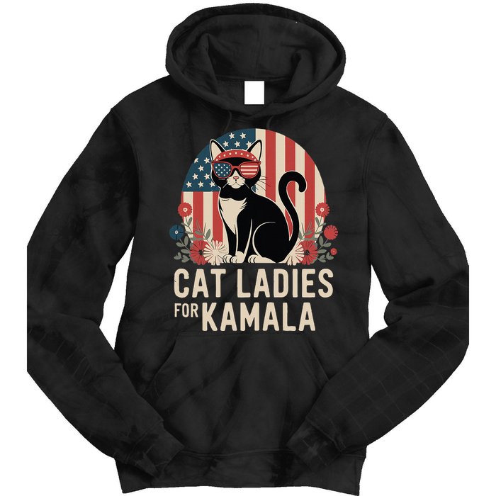 Funny Cat Ladies For Kamala Harris President Election Women Tie Dye Hoodie