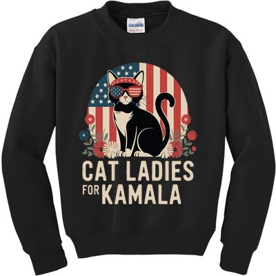 Funny Cat Ladies For Kamala Harris President Election Women Kids Sweatshirt