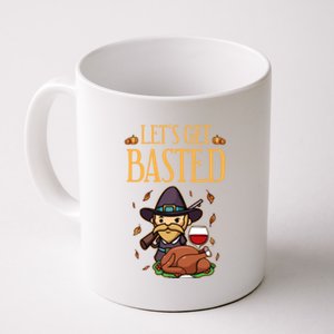 Funny Cute Lets Get Basted Happy Thanksgiving Turkey Pumpkin Pie Autumn Meaningf Coffee Mug