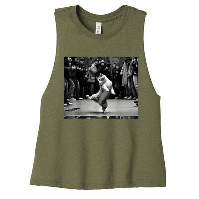 Funny Cat Lover Dancing Cat, Cat Dance Kitten Lover Gift Women's Racerback Cropped Tank