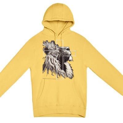 Faith Christianity Lion Cross Believer Jesus Lion Of Judah Christian Cross Premium Pullover Hoodie