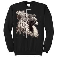 Faith Christianity Lion Cross Believer Jesus Lion Of Judah Christian Cross Sweatshirt