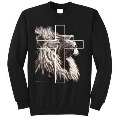 Faith Christianity Lion Cross Believer Jesus Lion Of Judah Christian Cross Sweatshirt