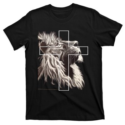 Faith Christianity Lion Cross Believer Jesus Lion Of Judah Christian Cross T-Shirt