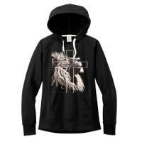 Faith Christianity Lion Cross Believer Jesus Lion Of Judah Christian Cross Women's Fleece Hoodie