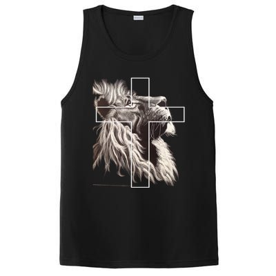 Faith Christianity Lion Cross Believer Jesus Lion Of Judah Christian Cross PosiCharge Competitor Tank