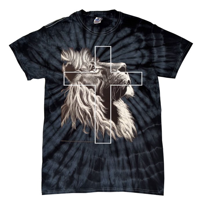 Faith Christianity Lion Cross Believer Jesus Lion Of Judah Christian Cross Tie-Dye T-Shirt