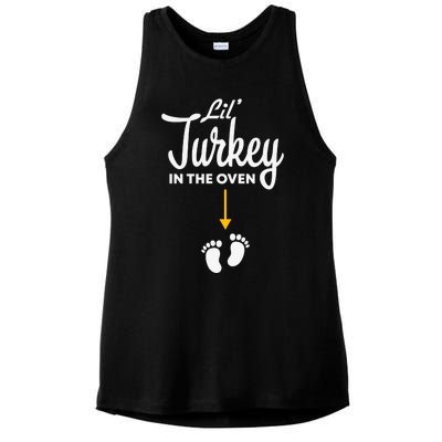 Funny Cute Lil Turkey In The Oven Pregnancy Graphics Ladies PosiCharge Tri-Blend Wicking Tank