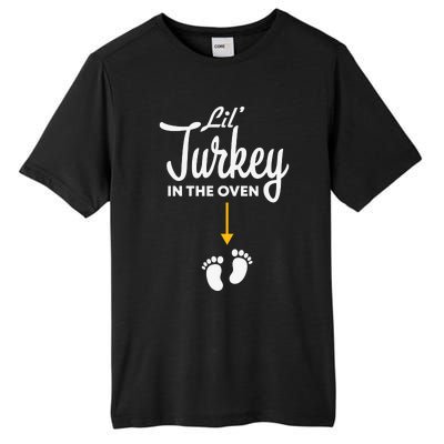 Funny Cute Lil Turkey In The Oven Pregnancy Graphics Tall Fusion ChromaSoft Performance T-Shirt