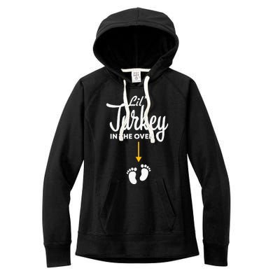 Funny Cute Lil Turkey In The Oven Pregnancy Graphics Women's Fleece Hoodie