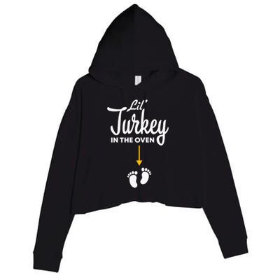 Funny Cute Lil Turkey In The Oven Pregnancy Graphics Crop Fleece Hoodie