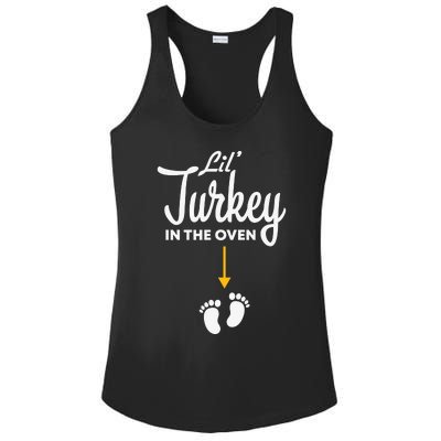 Funny Cute Lil Turkey In The Oven Pregnancy Graphics Ladies PosiCharge Competitor Racerback Tank