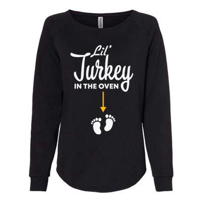 Funny Cute Lil Turkey In The Oven Pregnancy Graphics Womens California Wash Sweatshirt