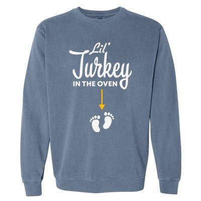 Funny Cute Lil Turkey In The Oven Pregnancy Graphics Garment-Dyed Sweatshirt