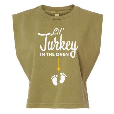 Funny Cute Lil Turkey In The Oven Pregnancy Graphics Garment-Dyed Women's Muscle Tee