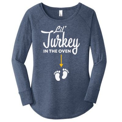 Funny Cute Lil Turkey In The Oven Pregnancy Graphics Women's Perfect Tri Tunic Long Sleeve Shirt