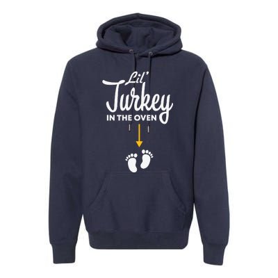 Funny Cute Lil Turkey In The Oven Pregnancy Graphics Premium Hoodie