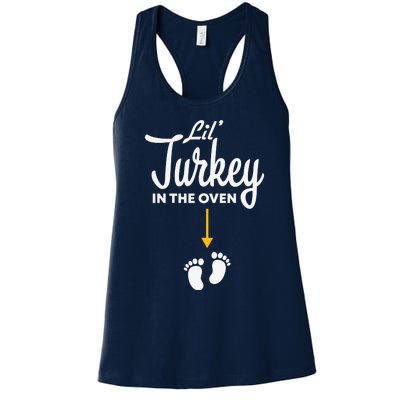 Funny Cute Lil Turkey In The Oven Pregnancy Graphics Women's Racerback Tank