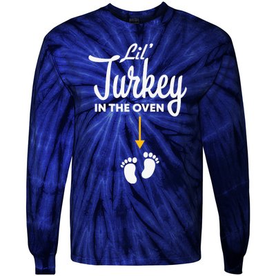 Funny Cute Lil Turkey In The Oven Pregnancy Graphics Tie-Dye Long Sleeve Shirt