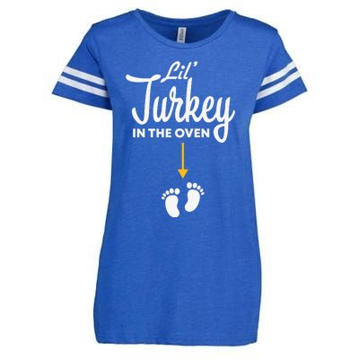 Funny Cute Lil Turkey In The Oven Pregnancy Graphics Enza Ladies Jersey Football T-Shirt