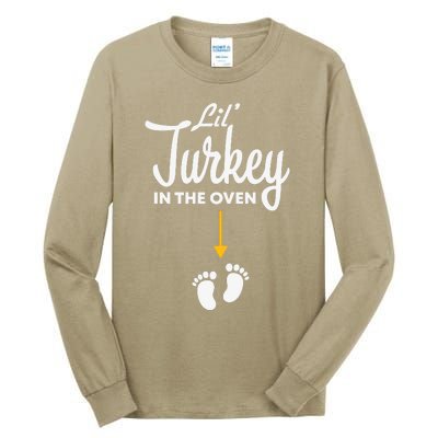 Funny Cute Lil Turkey In The Oven Pregnancy Graphics Tall Long Sleeve T-Shirt